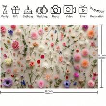 1PC Flower Backdrop Flag Background Props Wall Perfect For Living Room, Bedroom, Office, Birthday Anniversary And Home Decoration And Party Photo Background Easy To Use Outdoor Indoor. Multi-Size, Multi-Purpose Party Backdrop Cloth For Men And Women - Universal Decoration For All Seasons, Indoor And Outdoor Decoration, Photography Studio, Garden Decoration, Party Decoration And Phone Booth.
