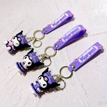 Sanrio 2 piezas Llavero de Kuromi de Sanrio oficial en forma de negro y morado, para decorar el coche, la bolsa, accesorios de anime