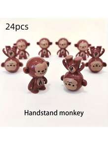 24 stuks Cartoon Monkey & Astronaut Roly-Poly-figuren, Mini Tumbler-speelgoed, bureau-ornamenten, geschenken