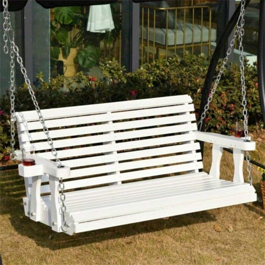 2-Seater Hanging Porch Swing, Outdoor Patio Swing Chair Seat