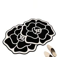 Alfombra de baño lavable con diseño floral, alfombra de baño antideslizante, alfombra de baño, secado rápido, diseño floral, alfombra de baño con camelias blancas y negras, alfombra suave y absorbente, decoración de Pascua para la entrada/duradera/fácil de limpiar/adecuada para sala de estar, dormitorio, entrada, cocina, baño, sala de juegos, estudio; alfombra lavable, alfombra de área para baño y cocina