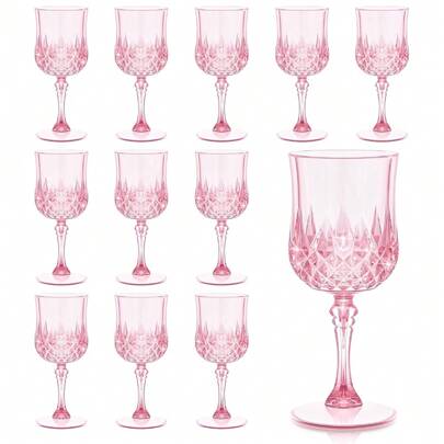 1/3/6/12/24 pezzi Bicchieri di plastica riutilizzabili vintage in rilievo, calici da cocktail in champagne di alta qualità, bicchieri per succo, adatti per feste, matrimoni