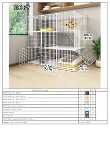 Large Indoor Cat Villa With Pet Hammock, Cat Bathing Cage, Litter Box, Double-Decker Swing & Fence, Anti-Jump Cat Cage