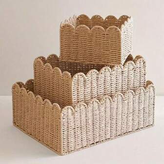 1 件波西米亚风格编织收纳篮 - 多功能收纳篮，适用于家庭、厨房、浴室、卧室、办公室，适用于架子和抽屉