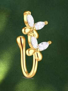 CIZME Fake Nose Ring Multi-Style Nose Rings Butterfly Heart Star Flower CZ African Nose Cuffs Golden/Silvery Golden Faux Septum Nose Rings Clip On Nose Jewelry For Woman Non Pierced Jewelry - Fake Nose Ring - View 9