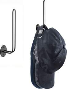 1/2/3/6pcs Random Color Metal L-Shaped Baseball Cap Rack Wall Mounted Hat Organizer Holder - Multicolor - View 2