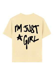 Tween Girls' Casual Funny Print Crew Neck Short Sleeve T-Shirt Top, Summer - Apricot - View 3