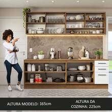 Madesa Gabinete Cocina 240x60 Agata Rústico/blanco 01 - Marrón y Blanco - Ver 5
