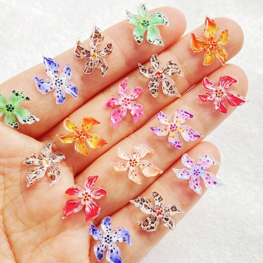 30/60 chiếc nhiều màu PV mềm mại điêu khắc nhựa pha lê băng hoa loa kèn trang trí móng tay, cho nghệ thuật làm móng, sổ lưu niệm, đồ trang sức tự làm và đồ thủ công Giáng sinh - màu sắc hỗn hợp - Xem 1