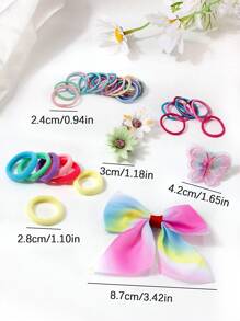 242pcs Girls Assorted Cute Sunflower Hairclips, Tulle Bows Scrunchies, Simple Elastic Hair Ties & Bands, Fashion Hair Accessories For Daily Use