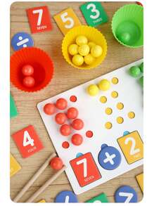 1pc Wooden Children's Puzzle Early Education Bead Number Decomposition Arithmetic Learning Puzzle Toy Color Cognitive Arithmetic Matching Children's Early Education Game Exercise Children's Hand-Eye Coordination And Concentration And Thinking Development Ability Suitable For Parent-Child Interactive Bead Game