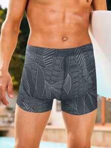 Trunchi de baie casual pentru bărbați cu imprimeu cu plante