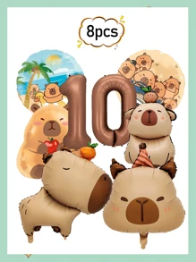 卡通水豚铝箔气球生日派对装饰可爱水豚气球数码铝膜气球最佳礼物生日毕业 - 彩色 - 查看 22