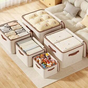 可折叠便携式收纳盒，防尘衣物被子收纳盒，可折叠家用容器 - 方便节省空间，适用于床上用品、织物、春季衣物被子收纳、户外庭院