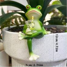 Estatua en miniatura de rana para decoración de macetas, accesorios lindos para macetas, estatua de rana de resina para decoración de jardín de hadas, decoraciones de plantas estéticas para amantes de patios, acuarios, televisores, decoraciones de césped, entusiastas de la decoración del hogar, decoración de Halloween y decoración navideña