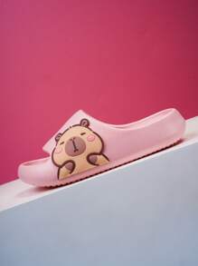 Chinelos de Espuma para Crianças, Sola Antiderrapante Leve e Macia, Tira Casual Confortável e de Secagem Rápida, Cor Sólida Simples com Sola Grossa, Adequado para Meninos e Meninas, Sandálias de Praia - Rosa chiclete - Visão 12