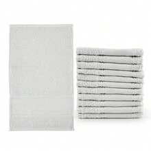 Kit Of 12 Hypoallergenic 100% Cotton Guest Towels - trắng - Xem 2