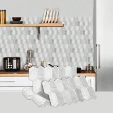 1/10 Pcs Modern Hexagon Peel And Stick Backsplash Tile - DIY Kitchen And Bathroom Wall Tiles, Waterproof Self-Adhesive Mosaic Tile Sticker - Various Colors Available, Decal, Wall Sticker, Vinyl Home Decor Sticker, Refresh Your Home With Spring Decor Items, Rama Decorative Sticker