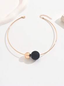 Fashionable Minimalist Metal Choker, Asymmetrical Design Jewelry Accessory For Women - Yellow - View 3