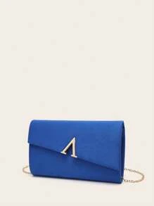 Fashionable Velvet Clutch Bag With V-Shaped Decor, Suitable For Daily Use - Blue - View 2