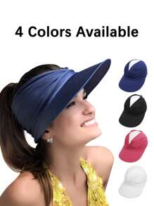Sombrero de sol plegable de poliéster de ala extra ancha para mujer, con protección UV, sombrero de playa elegante con correa para la barbilla ajustable y a prueba de viento, sombrero de sol de verano empaquetable, liviano y transpirable