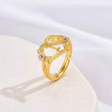 1pc Stylish Adjustable Rings With Heart, Letter, Geometric Pattern Design, Fashion Accessories, Ideal Gift