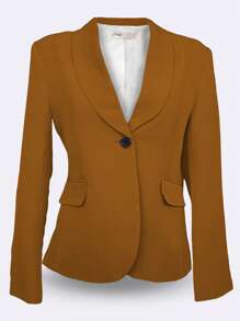 SACO LISO CON SOLAPA A UN BOTON - Camel - Ver 2