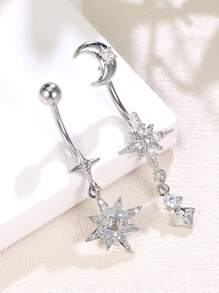 Leocuci Cute Belly Buton Rings Dangling Star 14G Stainless Steel Belly Button Ring For Women Body Piercing Jewelry Navel Rings