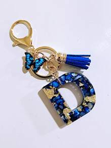 1pc Women's Beige Resin Letter Heart Shape Tassel Casual & Cute Style Keychain, Creative Decoration Gift For Friend Car Accessories Bag Charm Backpack For School Goth Y2k