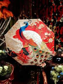 1 Stück 8-teiliger Retro-Regenschirm, Dual-Use Sonnenschirm & Regenschirm, Holzgriff, Sonnen- und UV-Schutz für Frauen