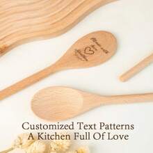 Muỗng gỗ khắc theo yêu cầu - Đồ dùng nhà bếp cá nhân hóa cho đám cưới, kỷ niệm, quà tặng sinh nhật, Ngày của mẹ, quà tặng nấu ăn, quà tặng cho mẹ, tiệc cô dâu, tân gia - Nhiều màu - Xem 4