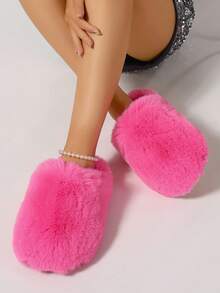 Men And Women's Fuzzy Scuff Slippers Memory Foam Winter House Slippers Bedroom Shoes Scuff Indoor Warm Slip On Soft Comfy Memory Foam Non-Slip Indoor House Shoes Faux Fur Slip Ons Faux Fur Slip Ons, Fluffy House Slippers For Women With Non-Slip Sole, Soft Plush Indoor Slippers - 粉色 - 查看 2