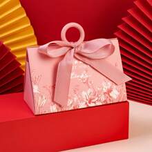 Elegant European Style Gift Box, Triangle Shaped Pearl Floral Design, Creative High-End Wedding Candy Box, Handbag For Mother's Day, Wedding, Birthday, Anniversary And Holiday Party Gift Packaging, Suitable For Candy, Chocolate, Candy And Other Items