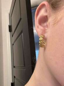 1Pair Stainless Steel Shell Earrings For Women 2025 Gold Color C-Shaped Stud Earrings Ocean Summer Beach Ear Jewelry