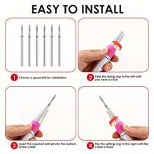 Set de 7 piezas de brocas de taladro de uñas con forma de llama con diamante y estuche - Herramientas de manicura profesionales, Limas de uñas eléctricas, Brocas de carburo de 3/32" para la limpieza precisa de cutículas y uso en el hogar y salón