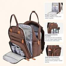 Diaper Bag Backpack - Baby Essentials Travel Tote - Multi Function Waterproof Diaper Bag, Travel Essentials Baby Bag With Changing Pad, Stroller Straps & Pacifier Case - Unisex, Dark Gray - Coffee - View 3