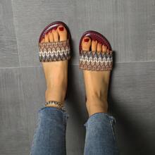 Flache Sandalen mit offener Spitze für Damen, 2025 neue vielseitige Slip-On-Lässig--Strandschuhe, leichte, bequeme, minimalistische Lässig--Hausschuhe mit niedrigem Absatz, europäischer und amerikanischer Stil, Cut Out