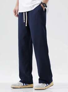 男士抽绳腰宽松阔腿休闲运动裤，秋冬款