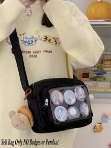 Túi nhựa dẻo dễ thương 2025, Túi đựng điện thoại trong suốt màu kẹo ngọt cho bé gái, Túi đeo vai mới, Túi đeo chéo cho bé gái, Túi nhựa dẻo nữ, Tự làm bằng PVC kèm bảng gắn huy hiệu, Túi xách tay, Quà tặng cho bé gái - màu đen - Xem 6