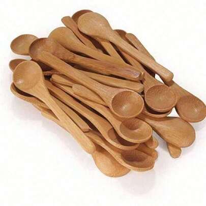 10pcs Wooden Long Handle Spoons For Eating Soup, Coffee, Honey, Jam And Other Condiments, Perfect For Family Coffee And Serving Creative Dishes, Lightweight And Convenient To Use Christmas Gift,School Supplies