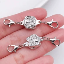 4pcs Fashion Metal Rose Flower Clasp, Double-Headed Lobster Clasp For DIY Necklace Bracelet Jewelry, Magnetic Closure Design For Women Daily Use