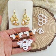 Cartoon Bee Honeycomb Butterfly Cartoon Butterfly Butterfly Wings Jewelry Craft DIY Mold Polymer Clay Cutter Bohemian Butterfly Clay Cutter Polymer Clay Earrings Making DIY Ceramic Earrings Polymer Jewelry Pendant Clay Tool - Butterflies & Bees - View 4