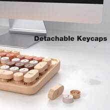 MOFII Combo clavier et souris sans fil MOFII, clavier sans fil rétro avec touches rondes, souris sans fil mignonne pour Windows, ordinateur, bureau, PC, ordinateur portable