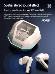 Lenovo Lenovo TG102-True Wireless Gaming Headset, Call Noise Reduction, In-Ear Sports Without Falling Off, High-Definition Stereo Sound Quality, Large Capacity And Long-Lasting Battery Life, Comfortable To Wear, Cool Mechanical Style Battery Compartment