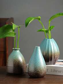 1pc Ceramic Vase Decor, Suitable For Living Room Floral Arrangement, Hotel Lobby Decoration, TV Stand, Bookshelf Flower Holder, Dining Table Centerpiece, Office Fresh Flower Display, Retro Dry Flower Vase