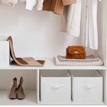 YUKOOL 3-Packs Foldable Storage Baskets For Shelves, Fabric Closet Storage Bins With Handles, Large Clothes Organizer Laundry Baskets, Miscellaneous Items,Toys,Books,Clothes Organizer,White