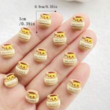 20 piezas de ornamentos de arte de uñas con estatuillas de abeja y tarro de miel de resina vibrante, tipo Kawaii, pintadas a mano, de alta calidad y con parte trasera plana, para manualidades de uñas DIY, decoración de álbumes de recortes y accesorios para joyería