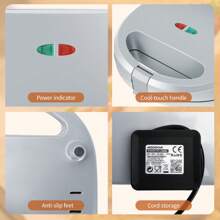 1 pieza Máquina 3-en-1 para hacer sándwiches/waffles/panini, electrodoméstico multifunción para el desayuno, 750W, revestimiento antiadherente, calentamiento uniforme de doble cara, placas extraíbles, mangos de tacto frío, almacenamiento vertical, color gris plata - Ver 7