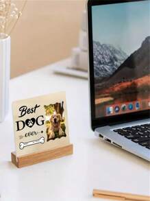 Customization 2pcs Custom Crystal Photo Signage With 1pc 10*10cm/3.94*3.94in Acrylic Plate And 1pc Wooden Base, Suitable For Friends, Family And Wedding Photo Frame, Recommend Anniversaries, Holidays And Souvenir Gifts Multi-Functional Desktop Display