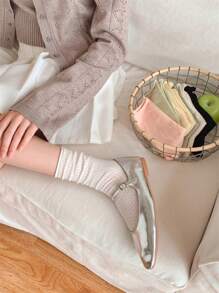 1/3/6 Pairs Women Solid Color Floral Breathable Thin Ankle Socks, Comfortable & Versatile For Summer - Multicolor - View 9